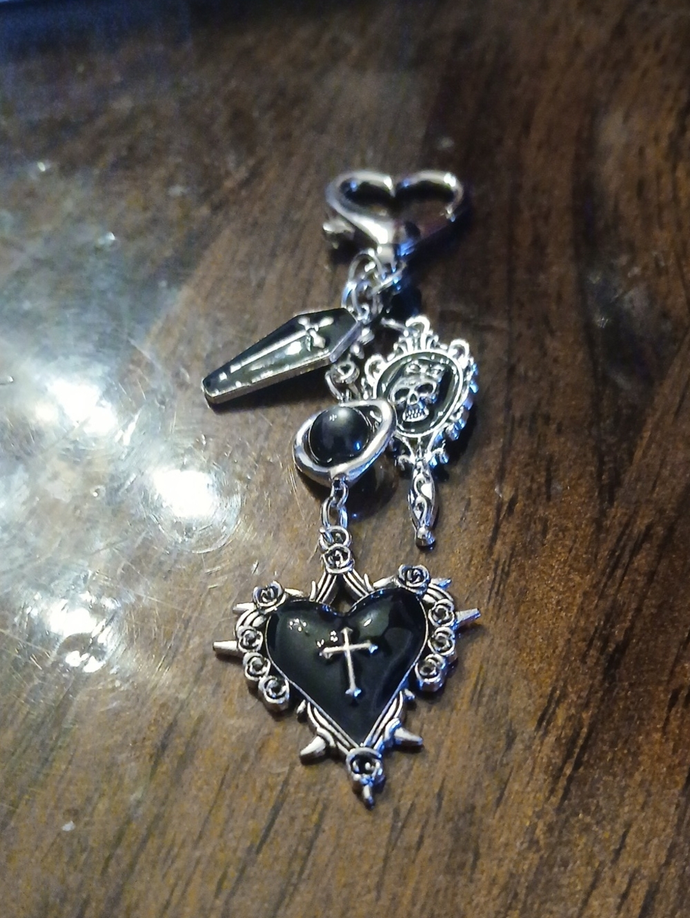 Gothic Black Heart Charm Keychain